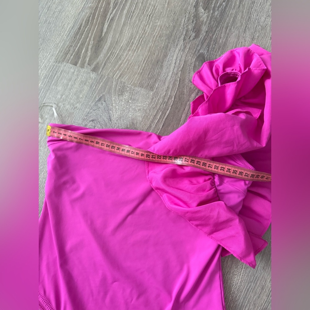 Zara Fucsia One-Shoulder Ruffle Swimsuit - Picture 3 of 4